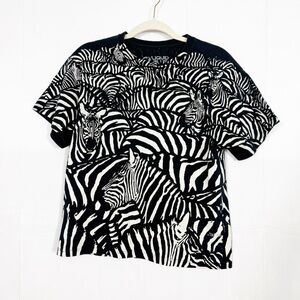 Liquid Blue Vintage 90’s Greg Genrich Zebra Print Short Sleeve T-Shirt Tee Black